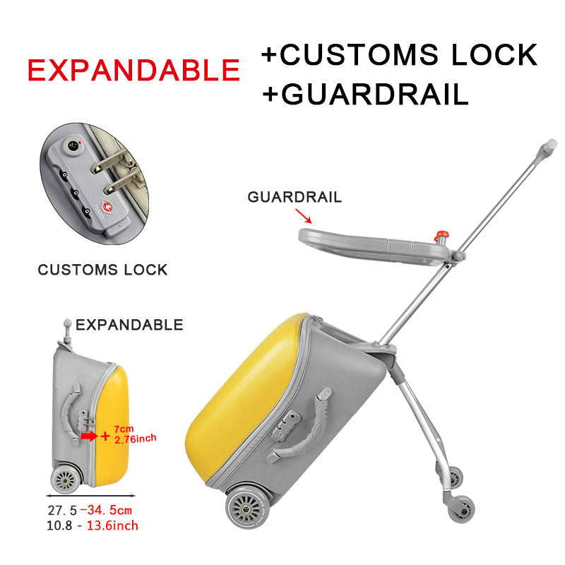 Children's luggage can board can ride boys and girls walking baby magic baby trolley suitcase 20 inches can be expanded(customs lock+expandable+guardrail)