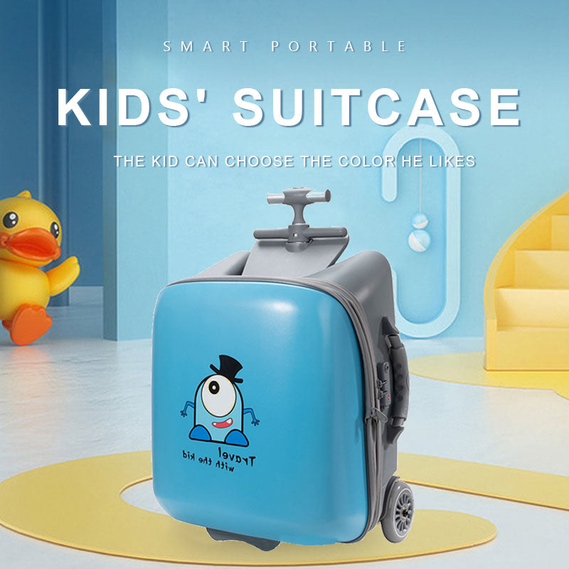 Children's luggage (blue) can board can ride boys and girls walking baby magic baby trolley suitcase 20 inches can be expanded(customs lock+expandable)