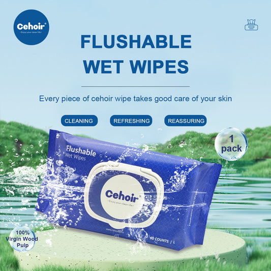 Flushable Wet Wipes 100%Virgin Wood Pulp(1 pack)