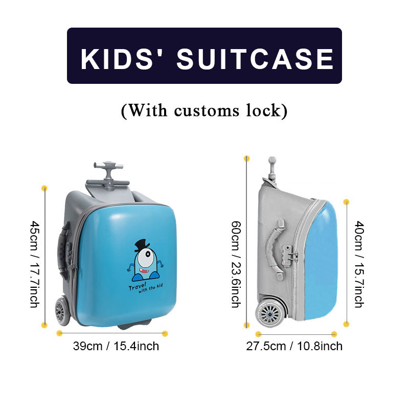 Children's luggage (blue) can board can ride boys and girls walking baby magic baby trolley suitcase 20 inches can be expanded（customs lock）