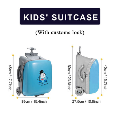 Children's luggage (blue) can board can ride boys and girls walking baby magic baby trolley suitcase 20 inches can be expanded（customs lock）