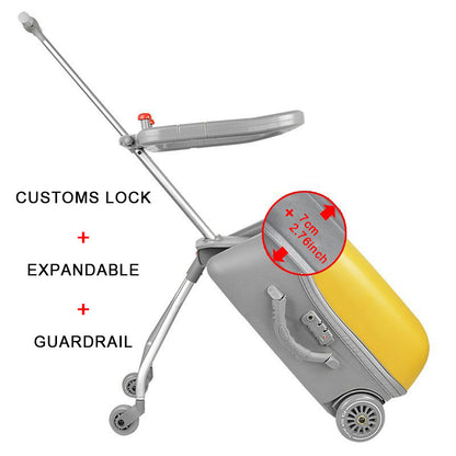 Children's luggage can board can ride boys and girls walking baby magic baby trolley suitcase 20 inches can be expanded（customs lock）